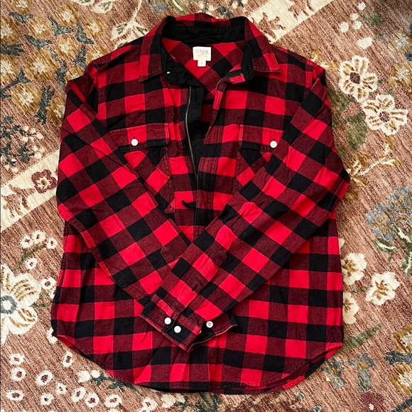 J. Crew Red and Black Plaid Blouse - Picture 1 of 1